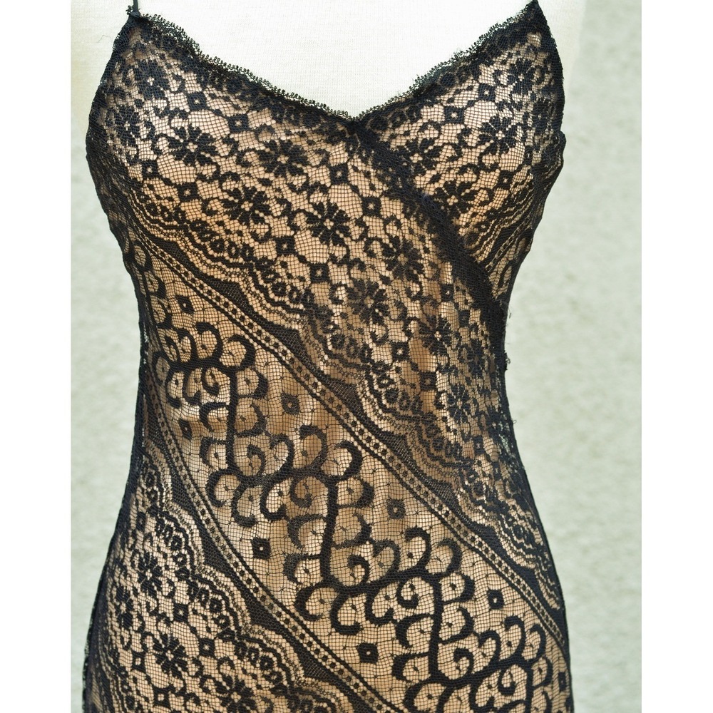 Laundry by Shelli Segal Dress Size 6 Black Lace Y2K Sexy Slip Whimsy Fairy - Picture 3 of 9